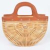 Bamboo Top Handle Bag – Woven Body with Mixed Metal Accents