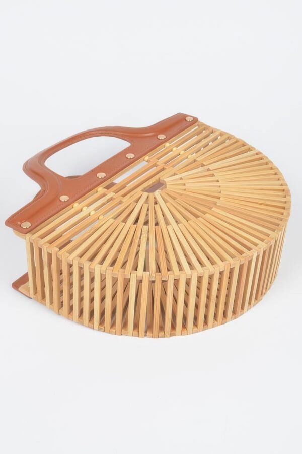 Bamboo Top Handle Bag – Woven Body with Mixed Metal Accents