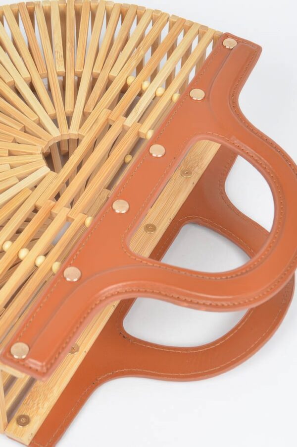 Bamboo Top Handle Bag – Woven Body with Mixed Metal Accents