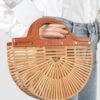 Bamboo Top Handle Bag – Woven Body with Mixed Metal Accents