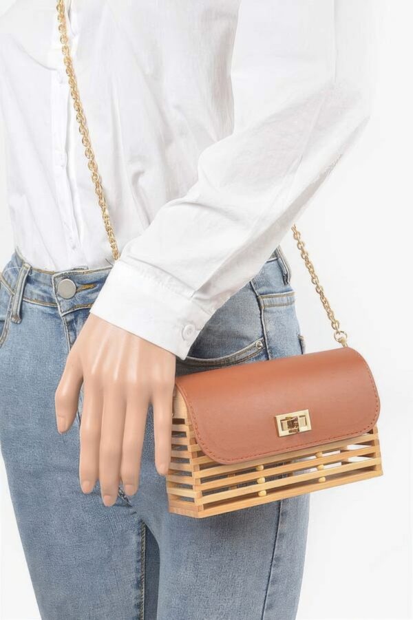 Bamboo Flap Crossbody Bag – Compact Bamboo-Top