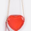 Heart-Shaped Mirror Metallic Crossbody Bag
