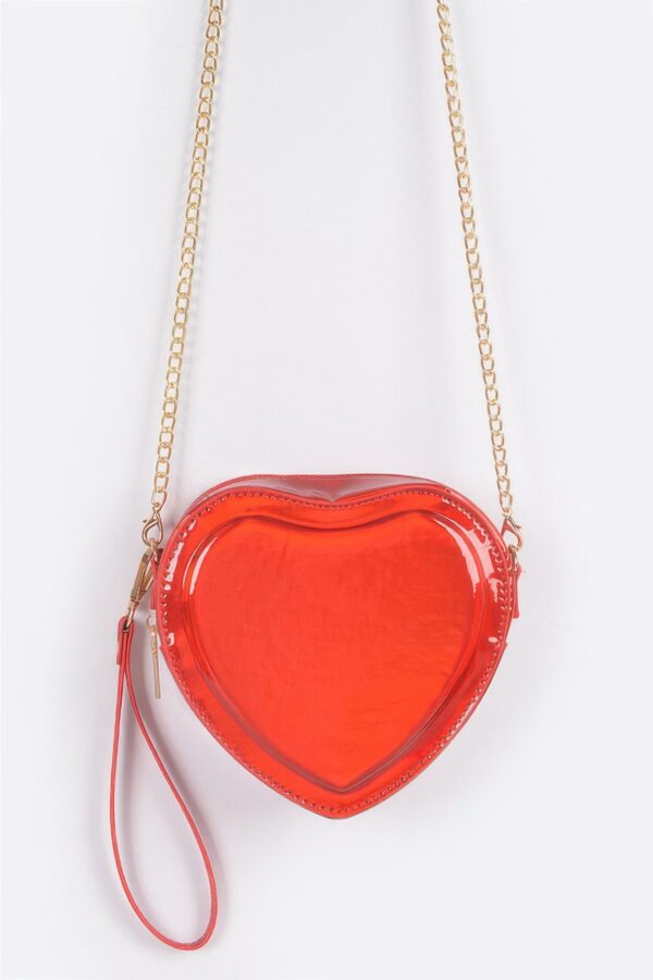 Heart-Shaped Mirror Metallic Crossbody Bag