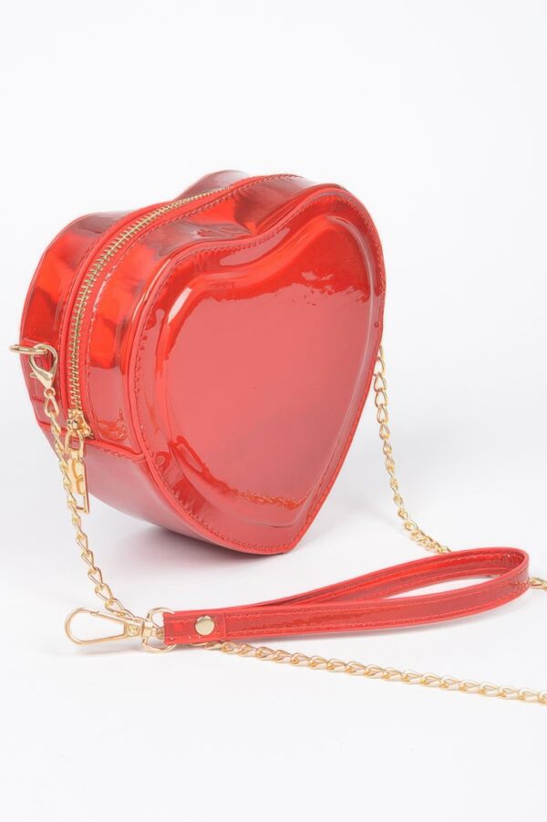 Heart-Shaped Mirror Metallic Crossbody Bag