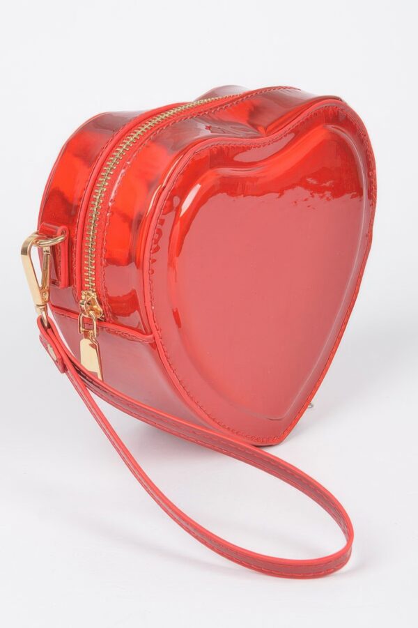 Heart-Shaped Mirror Metallic Crossbody Bag