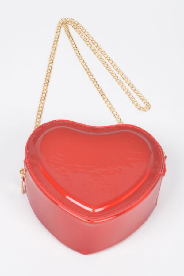 Heart-Shaped Mirror Metallic Crossbody Bag