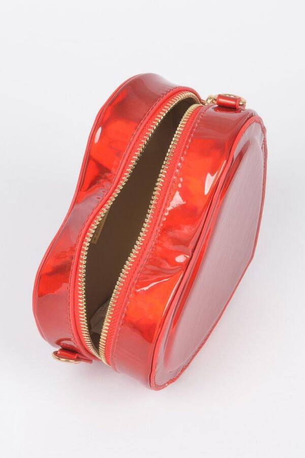Heart-Shaped Mirror Metallic Crossbody Bag