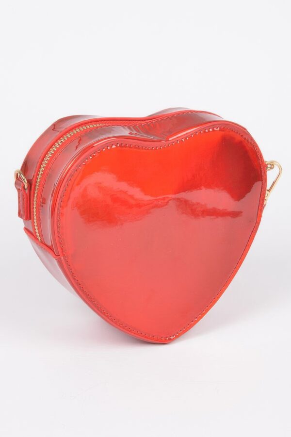 Heart-Shaped Mirror Metallic Crossbody Bag