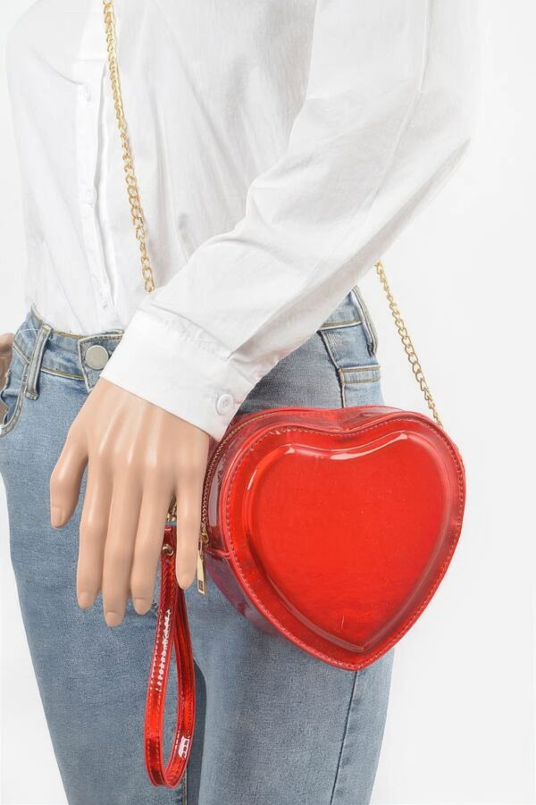Heart-Shaped Mirror Metallic Crossbody Bag