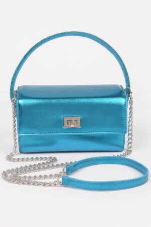 Metallic Top Handle Mini Bag – Structured Shine