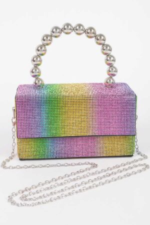 Rhinestone Ball Chain Handle Mini Bag