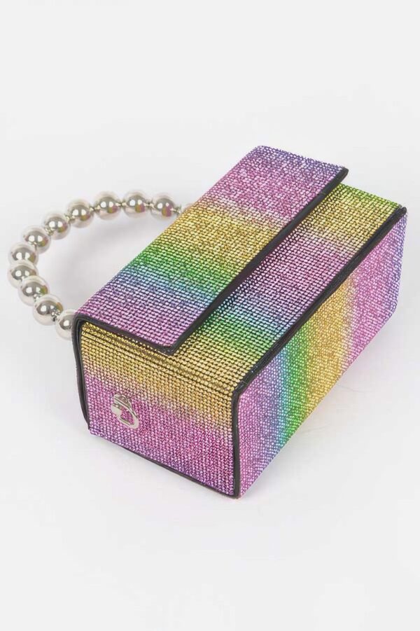 Rhinestone Ball Chain Handle Mini Bag