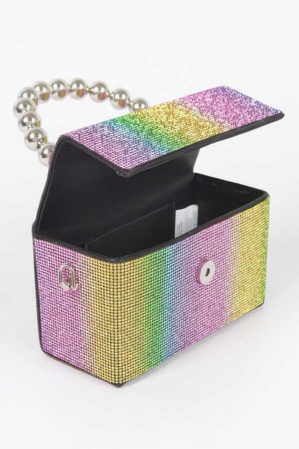 Rhinestone Ball Chain Handle Mini Bag