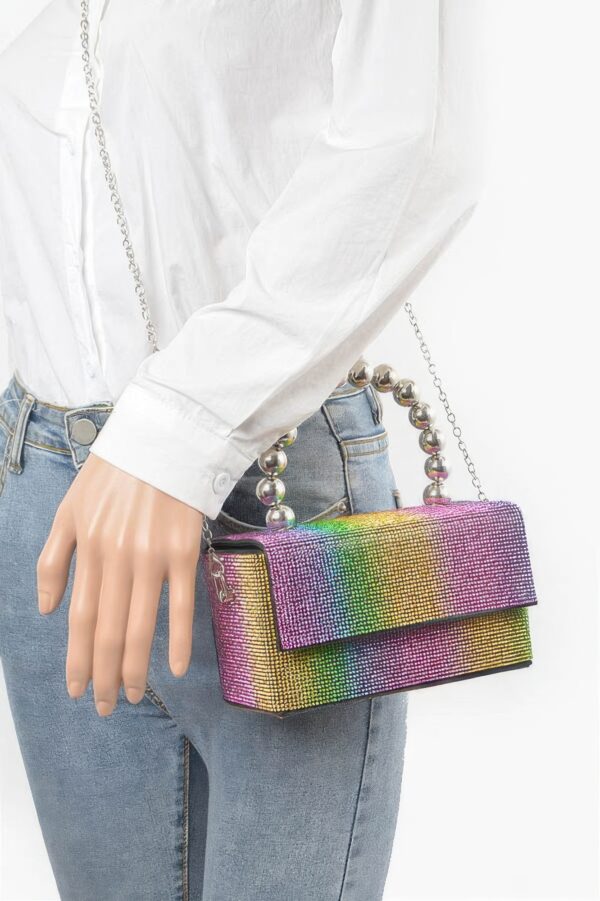 Rhinestone Ball Chain Handle Mini Bag