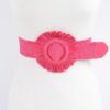 Faux Straw Elastic Belt with Polished Trim