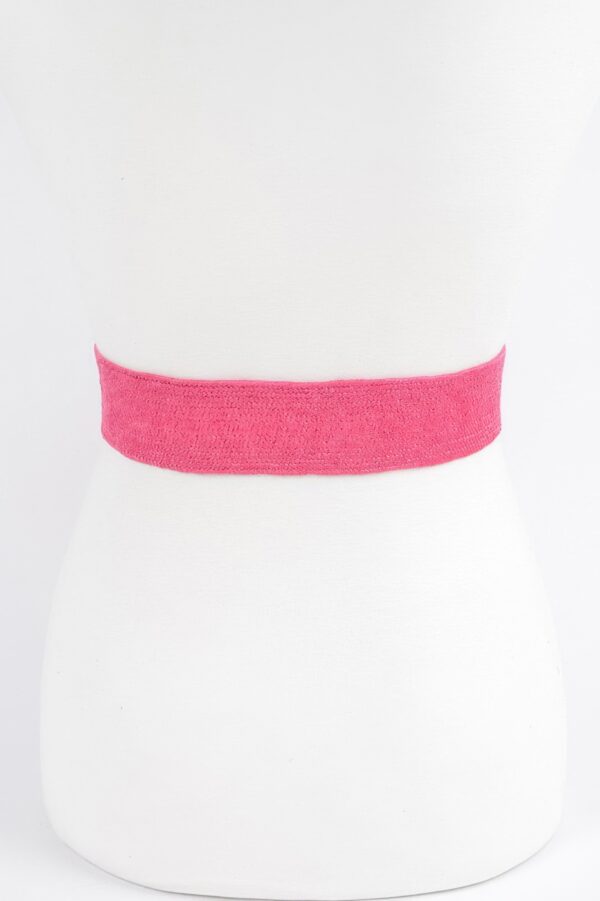 Faux Straw Elastic Belt with Polished Trim