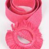Faux Straw Elastic Belt with Polished Trim