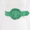 Faux Straw Elastic Belt with Polished Trim