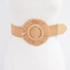 Faux Straw Elastic Belt with Polished Trim