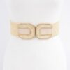 Faux Straw Elastic Belt with Dual Buckles