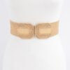 Faux Straw Elastic Belt with Dual Buckles
