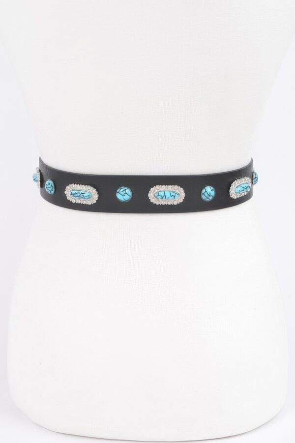 Western Turquoise Accent Stretch Belt – Polyurethane