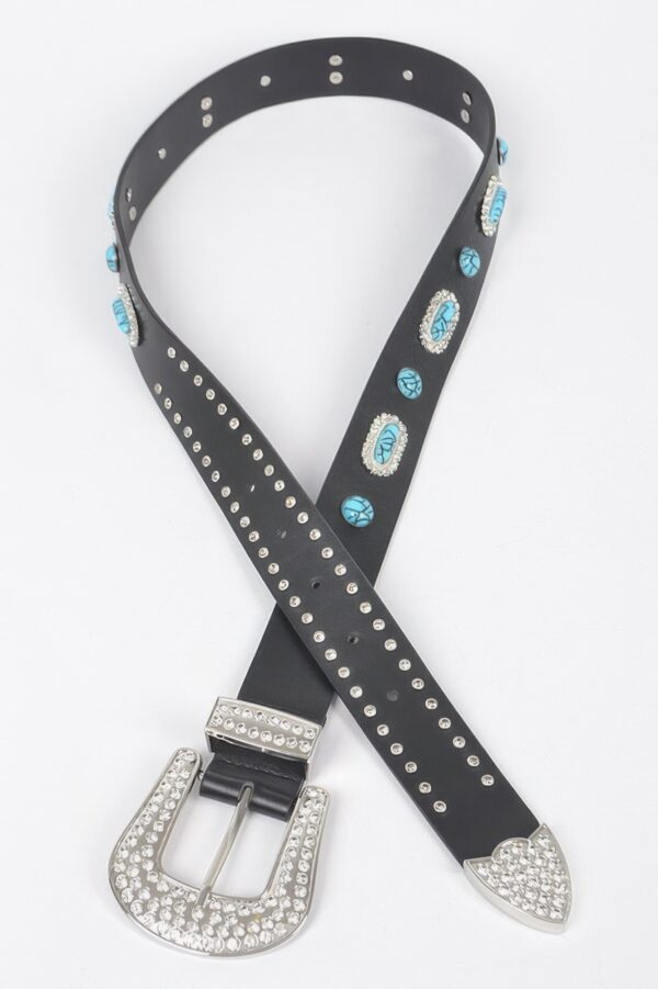 Western Turquoise Accent Stretch Belt – Polyurethane
