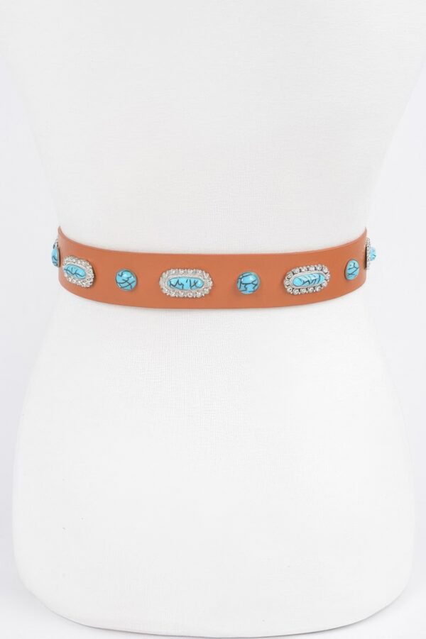 Western Turquoise Accent Stretch Belt – Polyurethane