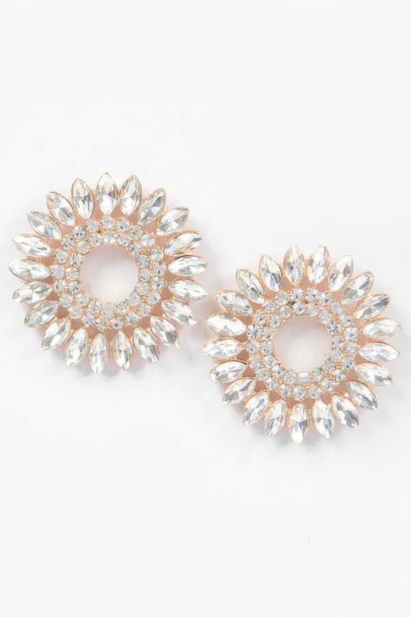 Oversized Rhinestone Round Stud Earrings