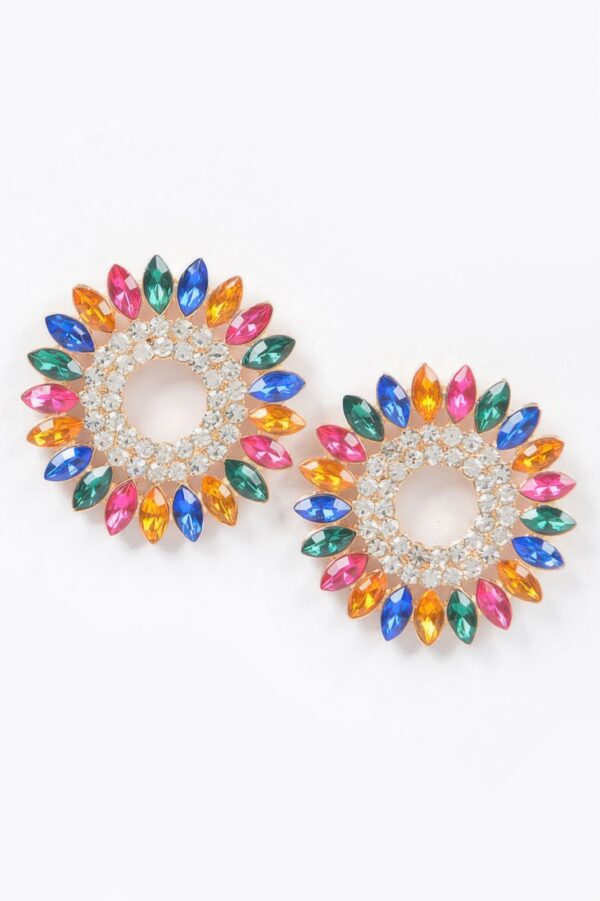 Oversized Rhinestone Round Stud Earrings