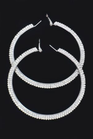 Rhinestone Oversized Hoop Earrings – 3.5 in Sparkle
