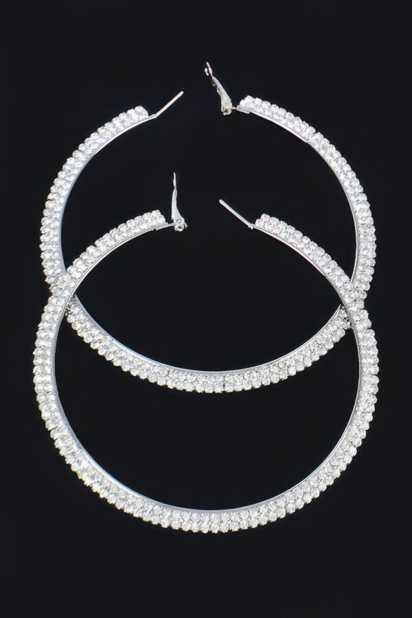 Rhinestone Oversized Hoop Earrings – 3.5 in Sparkle