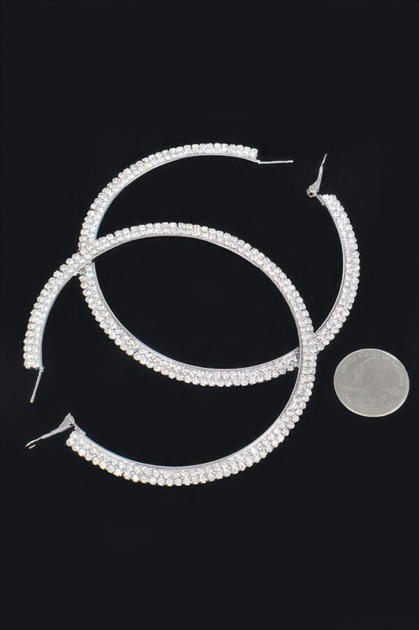 Rhinestone Oversized Hoop Earrings – 3.5 in Sparkle