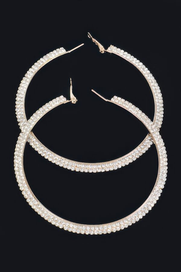 Rhinestone Oversized Hoop Earrings – 3.5 in Sparkle