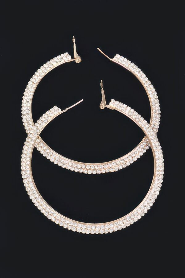 Rhinestone Hoop Earrings – 3″ Sparkle Hoops