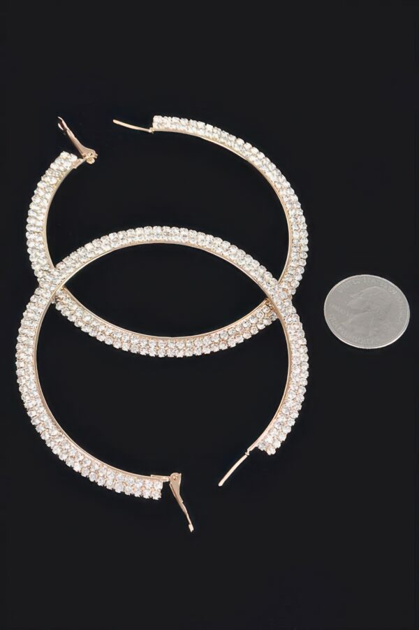 Rhinestone Hoop Earrings – 3″ Sparkle Hoops