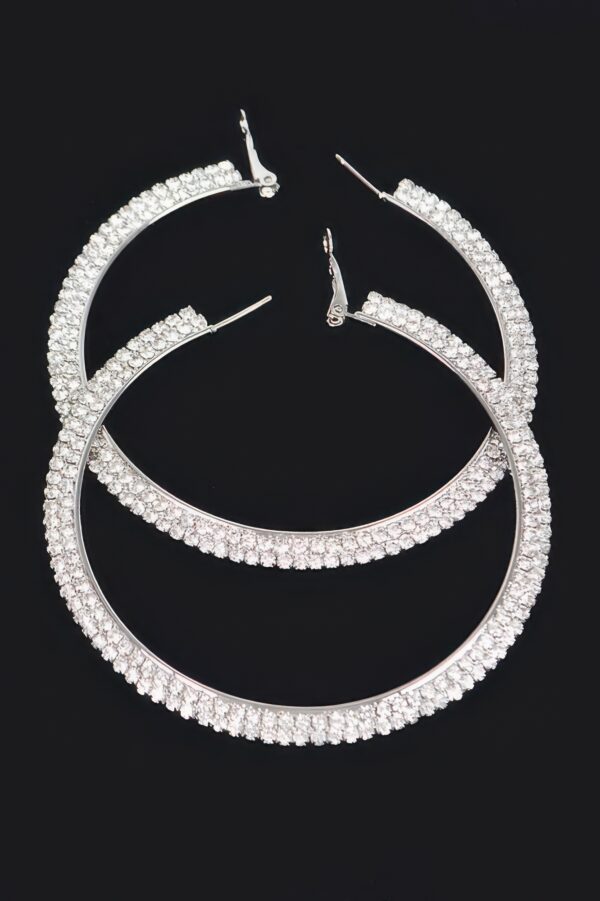 Rhinestone Hoop Earrings – 3″ Sparkle Hoops