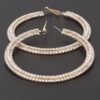 Triple-Jeweled Oversized Flat Hoop Earrings