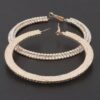 Triple-Jeweled Oversized Flat Hoop Earrings