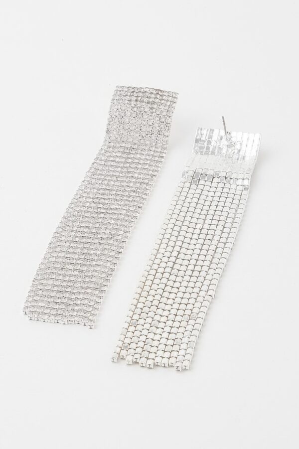 Rhinestone Curtain Drop Earrings – Wide Cascading Strands