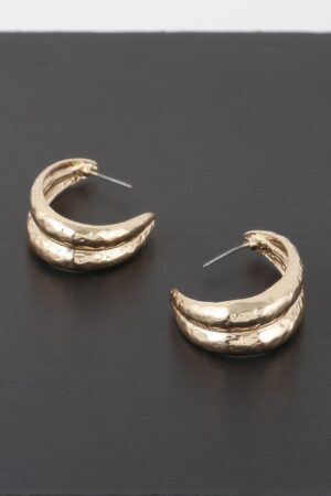 Hammered Abstract Leaf Earrings – Polished Metallic