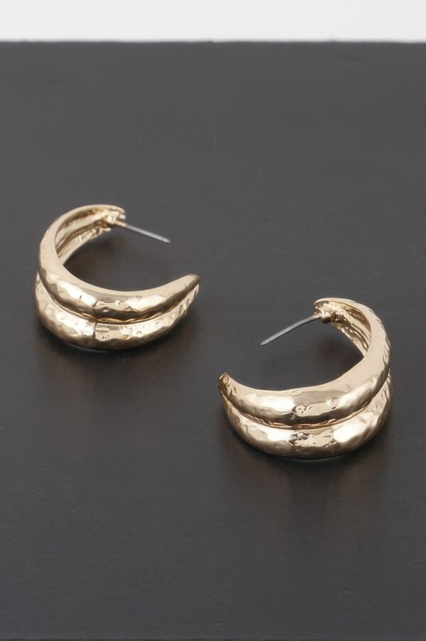Hammered Abstract Leaf Earrings – Polished Metallic