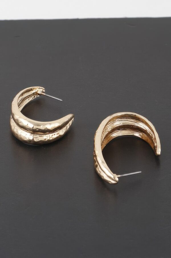 Hammered Abstract Leaf Earrings – Polished Metallic