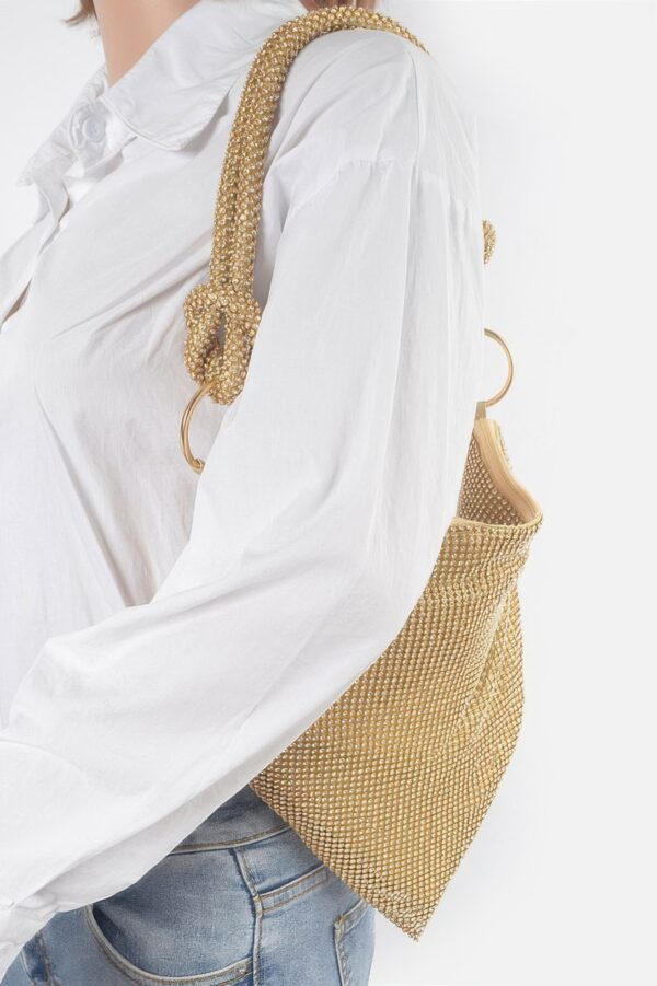 Rhinestone Shoulder Bag with Mixed Metal Trim
