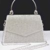 Rhinestone Box Bag with Polished Metal Handle