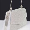 Rhinestone Box Bag with Polished Metal Handle