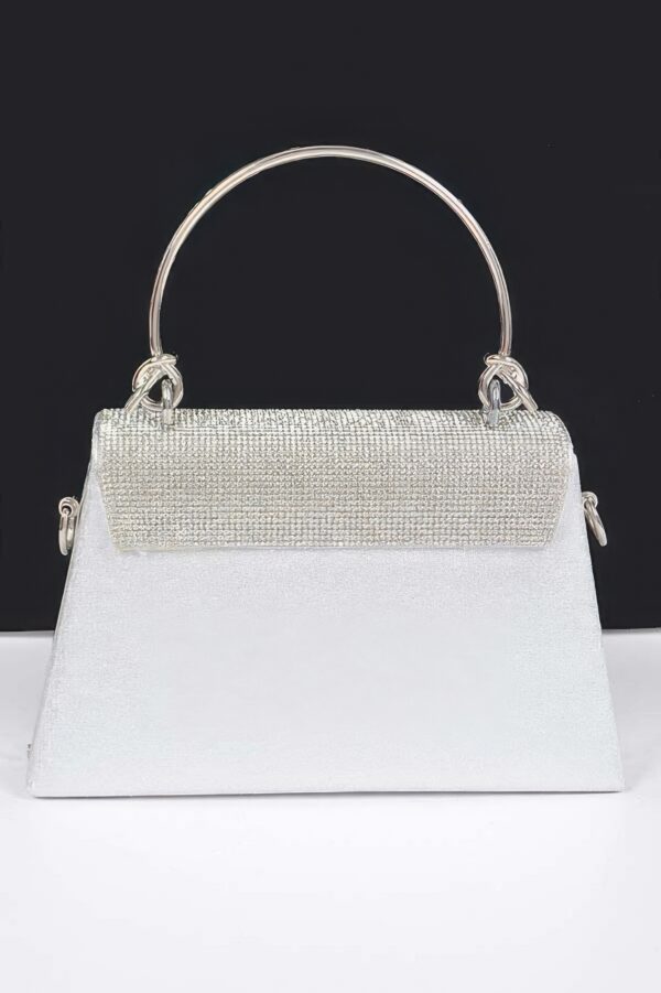 Rhinestone Box Bag with Polished Metal Handle