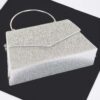 Rhinestone Box Bag with Polished Metal Handle