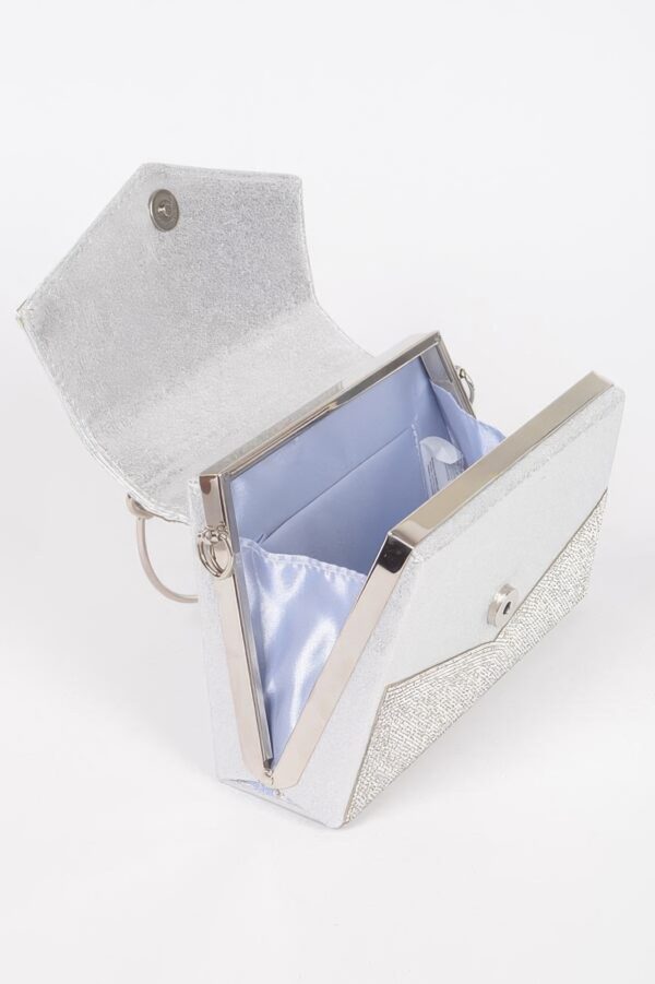 Rhinestone Box Bag with Polished Metal Handle