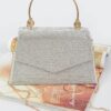 Rhinestone Box Bag with Polished Metal Handle